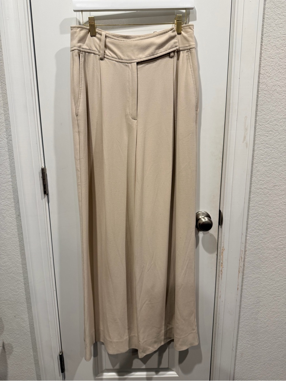 Rodebjer Obi Wide Leg Trousers Cream Beige Size M Designer $395